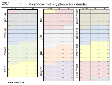 Rodinný plánovací kalendár